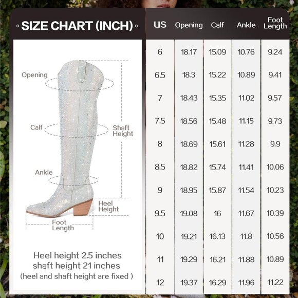 Women Multicolor Faux Leather Sparkly Bling Rhinestone Over the Knee Cowboy Boot - Picture 9 of 9